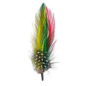 4" Premium Side Feather - Yellow, Green, & Red - 1 Dozen Pack