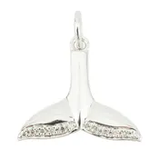 0.10ctw Diamond Accented Dolphin Tail Pendant in 14K White Gold - 0.9 grams