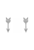 14K White Gold Diamond Arrow Stud Earrings