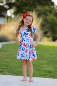 4th Of July Bow Star Girls Dress