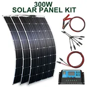 Solar Panel Kit and 300w 200w 100w Flexible Solar Panels 12v 24v