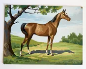 VINTAGE PAINT-BY-NUMBER, HORSE IN GREEN FIELD — Mate Gallery