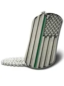 Border Patrol Thin Green Line Dog Tag Necklace- Romans 8:28