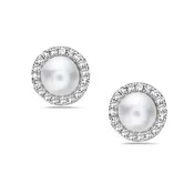 14 Karat White Gold Pearl Stud Earrings