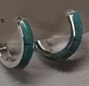 1" Turquoise Inlaid/Sterling Hoop Earring - PDDT145