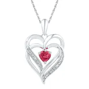 0.01Ctw-Diamond 5/8Ct-Ru Synthetic Gemstone Pendant (3.23 grams)
