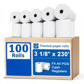 (100 Rolls) 3 1/8" x 230' Thermal Paper Receipt Rolls (High Quality)
