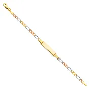 14K 080 Figaro 3+1 3C Baby ID Bracelet 3.1mm