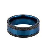 Black and Blue Two-Tone Tungsten Carbide Band