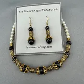 Etruscan Fresh Water Pearl & Garnet Etruscan Style Necklace 02
