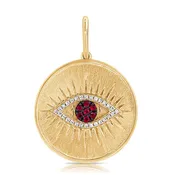 14K GOLD DIAMOND & RUBY EVIL EYE CHARM