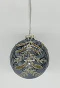 100mm Grey Glass Fern Orb Ornament