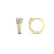 1.25Cttw Pear Shaped Lab Grown Diamond (F/VS) Accented Huggie Earrings in 14K Yellow Gold