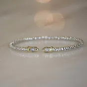 14ky/Sterling Silver Open Bangle Bracelet