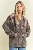 Mineralwash Cardigan With Plaids