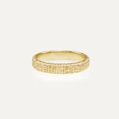 14K Yellow Gold Coarse Linen Suit 4.0mm Men's Ring