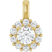 14k Round Halo Style Diamond Pendant - Lab Grown