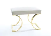 DD Curved Brass Ottoman In White Leather