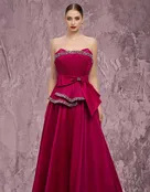 MNM Couture Q8017 – Strapless A-Line Evening Gown with Crystal Trim