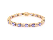 11 Carat Tanzanite and Diamond Link Bracelet 18k Yellow Gold