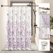 14 Piece Waffle Jacquard Shower Curtain "Violet" - (SOLID CASE PACK 12 CURTAINS PER CASE)