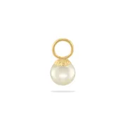 14K Yellow Gold Pearl Cap Hooplet Pendant