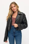 CLALJ0095 - Vintage-Inspired Vegan Leather Biker Jacket