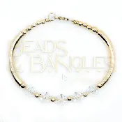 All Gold Bangle with Clear Swarovski Birthstone