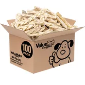 ValueBull Beef Cheek Braid Dog Chews, 5-6 Inch, 100 Count Bulk Pack