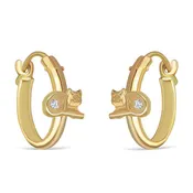 14k Gold Cat Cz Small Hoop Earrings
