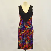 Rainbow Splatter Print and Sheer Mesh Dress