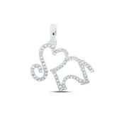 10K White Gold 1/5 ctw Diamond Elephant Heart Pendant