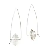Aimee Petkus Silver Herkimer Triangle Hoop Earrings