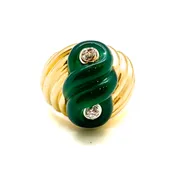 Vintage Chrysoprase and Diamond Knot Ring