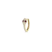 14K GOLD DIAMOND & RUBY SNAKE HUGGIE EARRING