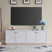 Alder White / Black Grain / White TV Stand for 2, Fits TVs up to 75"