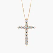 14K Gold 1 Carat Lab Grown Diamond Cross Necklace