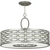 Fine Art Allegretto 24" Round Pendant in Silver Leaf - 787640-41