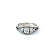 14kt White Gold TRI Diamond Band Ring