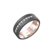 14K Rose Gold and Tantalum Diamond Band
