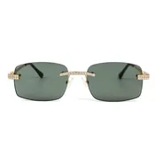 925 Silver Round Moissanite Square with Bevel Shape Black Lens Glasses GP