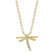 0.03CT 14K Y/G DIAMOND DRAGONFLY MATTE NECKLACE