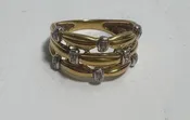 18K Gold Ring, Size 5.25, Israel Hallmark, Woven Multi-Band Design, Estate Jewelry