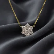 14K Two-Tone Gold Diamond Cluster Pendant – Approx. 1.73ctw