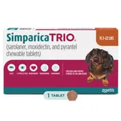 Simparica Trio (sarolaner, moxidectin, pyrantel) Chewable Tablets for Dogs