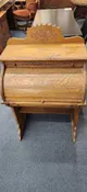 Antique Oak Carved Roll Top Small Desk FIRM