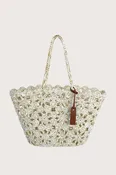 Bolsa Basket Flores Off White