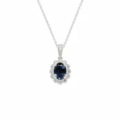 10KT White Blue Topaz & Diamond