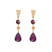 14k Yellow Gold with Rhodolite Garnet and Diamond Earrings — cella designs