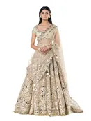Abhinav Mishra Beige Golden lehenga set